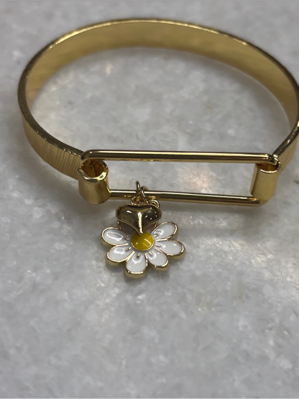 Gold-Tone Daisy Charm Bracelet in White & Yellow